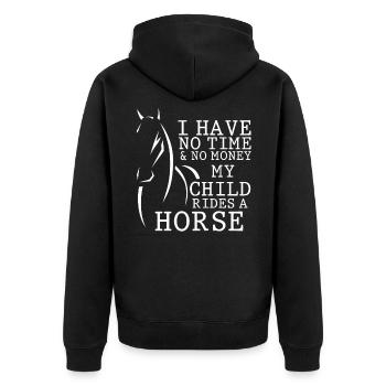 Lustiges Pferde Zitat Mutter mit reitendem Kind - Unisex Premium Bio Zip Hoodie - Schwarz - Hinten - Nico (187cm)