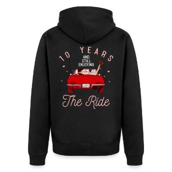 10 jähriges Hochzeitsjubiläum 10 Jahre - Unisex Premium Bio Zip Hoodie - Schwarz - Hinten - Nico (187cm)