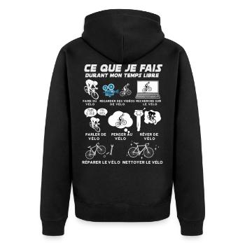 Vélo, cyclisme temps libre passion route - Veste à capuche bio Premium Unisexe - noir - Dos - Nico (187cm)