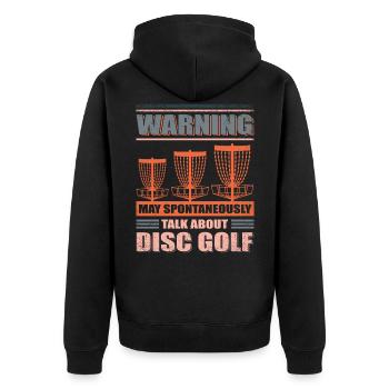 Discgolf Dsic Golf | Discgolfspieler Geschenk - Unisex Premium Bio Zip Hoodie - Schwarz - Hinten - Nico (187cm)