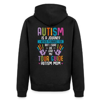 Autismus Mama Familie Unterstützung Kind - Unisex Premium Bio Zip Hoodie - Schwarz - Hinten - Nico (187cm)
