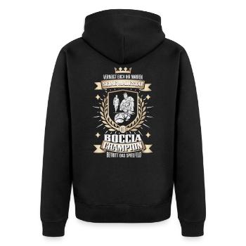 Lustiger Boccia Spieler, Boule Sport und Petanque - Unisex Premium Bio Zip Hoodie - Schwarz - Hinten - Nico (187cm)