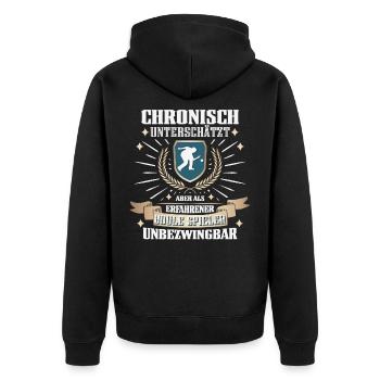 Lustiger Boccia Spieler, Boule Sport und Petanque - Unisex Premium Bio Zip Hoodie - Schwarz - Hinten - Nico (187cm)
