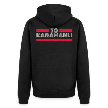Karaman 70 Türkei Turkiye Geschenk Urlaub Türk TR - Unisex Premium Bio Zip Hoodie - Schwarz - Hinten - Nico (187cm)