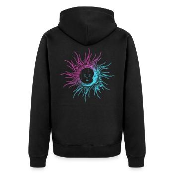 Spiritualité Lune et Soleil Illustration - Veste à capuche bio Premium Unisexe - noir - Dos - Nico (187cm)
