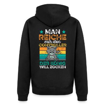 Man reiche mir den Controller Zocken Gamer Gaming - Unisex Premium Bio Zip Hoodie - Schwarz - Hinten - Nico (187cm)
