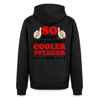 Pfleger Pflege Fun Lustiger Spruch Krank Geschenk - Unisex Premium Bio Zip Hoodie - Schwarz - Hinten - Nico (187cm)