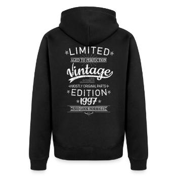 Rétro anniversaire année 1997 Vintage Limited Edition - Veste à capuche bio Premium Unisexe - noir - Dos - Nico (187cm)