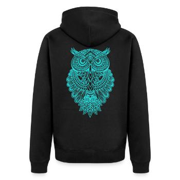 Hibou Owl Graphiques Art Cadeau Mandala - Veste à capuche bio Premium Unisexe - noir - Dos - Nico (187cm)