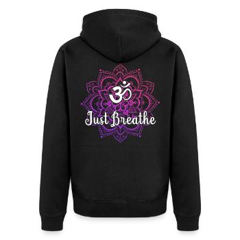 Just Namaste Breathe Yoga Mandala Zen Lotus Tattoo - Unisex Premium Bio Zip Hoodie - Schwarz - Hinten - Nico (187cm)