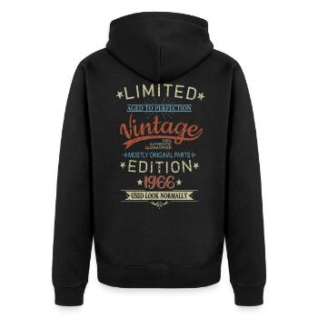 Retro Birthday Year 1966 Vintage Limited Edition - Unisex Premium Organic Zip Hoodie - black - Back - Nico (187cm)