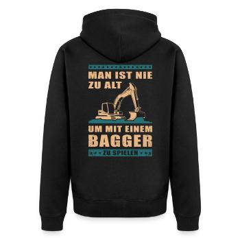 Baggerfahrer Baggerführer Baggern Bagger Geschenk - Unisex Premium Bio Zip Hoodie - Schwarz - Hinten - Nico (187cm)