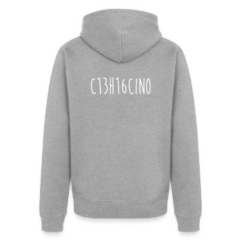 Ketamin Droge Formel - Unisex Premium Bio Zip Hoodie - Grau meliert - Hinten - Nico (187cm)