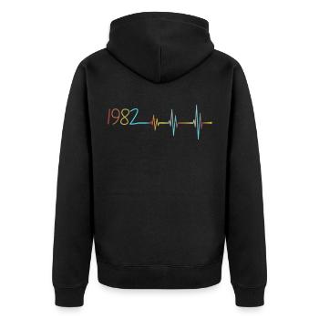 Heartbeat Retro Birthday Vintage 1982 Vintage - Unisex Premium Organic Zip Hoodie - black - Back - Nico (187cm)