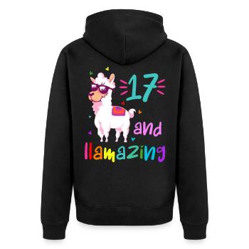 17 and llamazing - Veste à capuche bio Premium Unisexe - noir - Dos - Nico (187cm)