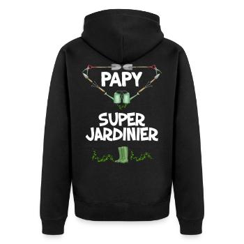 Super papy jardinier, idée cadeau retraité - Veste à capuche bio Premium Unisexe - noir - Dos - Nico (187cm)