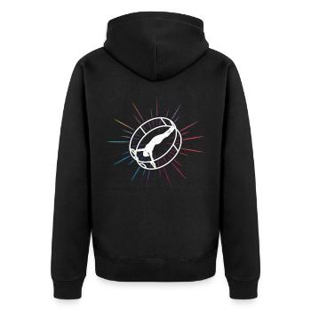 Roue du Rhône colorée avec gymnastique rhénane - Veste à capuche bio Premium Unisexe - noir - Dos - Nico (187cm)