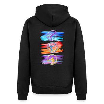 Roue du Rhône colorée avec gymnastique rhénane - Veste à capuche bio Premium Unisexe - noir - Dos - Nico (187cm)