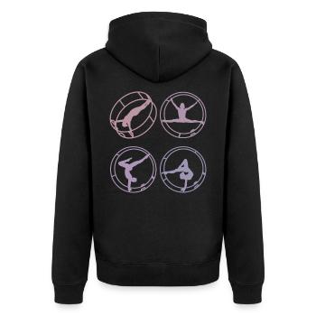 Roue du Rhône colorée avec gymnastique rhénane - Veste à capuche bio Premium Unisexe - noir - Dos - Nico (187cm)