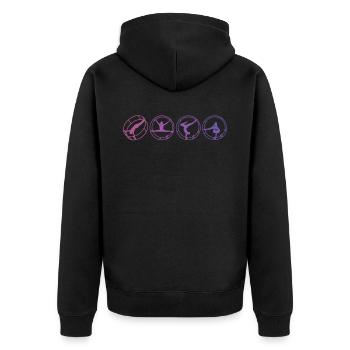 Roue du Rhône colorée avec gymnastique rhénane - Veste à capuche bio Premium Unisexe - noir - Dos - Nico (187cm)
