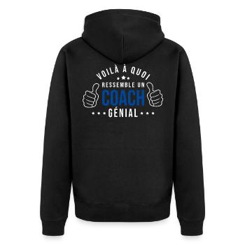 un coach génial cadeau humour coach entraineur - Veste à capuche bio Premium Unisexe - noir - Dos - Nico (187cm)