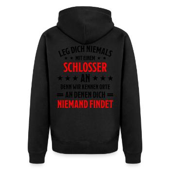 Schlosser Lustiger Spruch Beruf Schloss Geschenk - Unisex Premium Bio Zip Hoodie - Schwarz - Hinten - Nico (187cm)