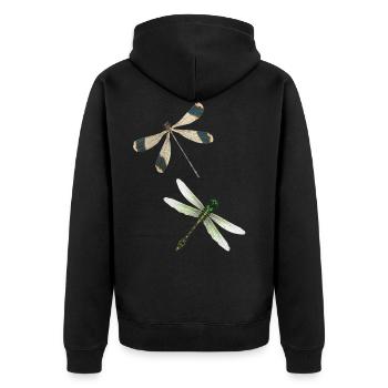 Dragonfly Insect Yoga Meditation Summer Pattern - Unisex Premium Organic Zip Hoodie - black - Back - Nico (187cm)