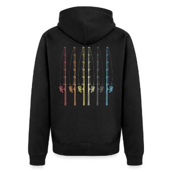 Pêche Rétro pêche canne canne pêche vintage pêche - Veste à capuche bio Premium Unisexe - noir - Dos - Nico (187cm)