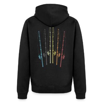 Pêche Rétro pêche canne canne pêche vintage pêche - Veste à capuche bio Premium Unisexe - noir - Dos - Nico (187cm)