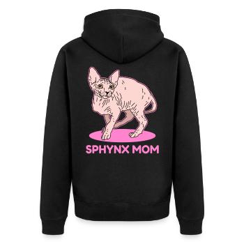 Sphynx Mom Sphynx-Katze | Sphinx Katze Geschenk - Unisex Premium Bio Zip Hoodie - Schwarz - Hinten - Nico (187cm)