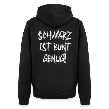 Schwarz ist bunt genug Lustig - Unisex Premium Bio Zip Hoodie - Schwarz - Hinten - Nico (187cm)