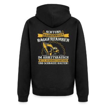 Baggerfahrer Baggerführer Baggern Bagger Geschenk - Unisex Premium Bio Zip Hoodie - Schwarz - Hinten - Nico (187cm)