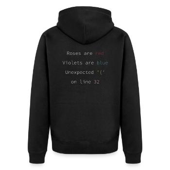 Funny Programmer Coder Coding Quote - Unisex Premium Bio Zip Hoodie - Schwarz - Hinten - Nico (187cm)