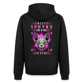Sphynx Mom Katze Sphinx Katzenbesitzerin Geschenk - Unisex Premium Bio Zip Hoodie - Schwarz - Hinten - Nico (187cm)