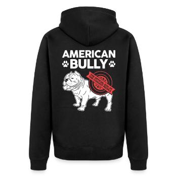 American Bully Dog Dog Owner Gift - Unisex Premium Organic Zip Hoodie - black - Back - Nico (187cm)