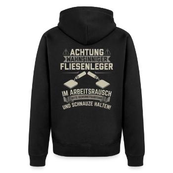Fliesenleger Fliesen Fliesenlegen Geschenk - Unisex Premium Bio Zip Hoodie - Schwarz - Hinten - Nico (187cm)