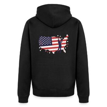 Amerikanische Flagge Golfer - Unisex Premium Bio Zip Hoodie - Schwarz - Hinten - Nico (187cm)