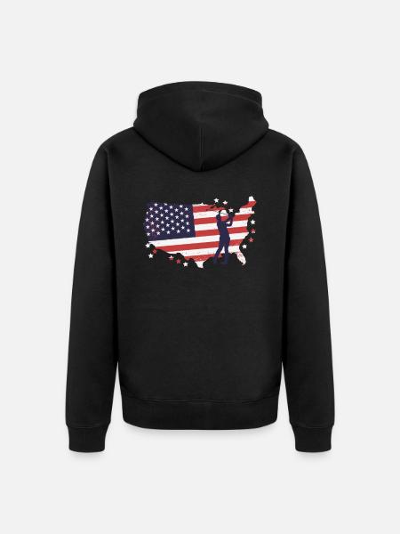 Drapeau américain golfeurs - Veste à capuche bio Premium Unisexe - noir