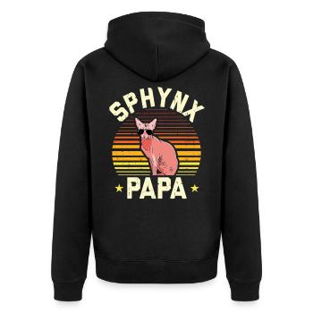 Sphynx papa Sphynx chat cadeau de chat - Veste à capuche bio Premium Unisexe - noir - Dos - Nico (187cm)