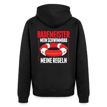 Bademeister Schwimmbad Freibad Hallenbad Geschenk - Unisex Premium Bio Zip Hoodie - Schwarz - Hinten - Nico (187cm)
