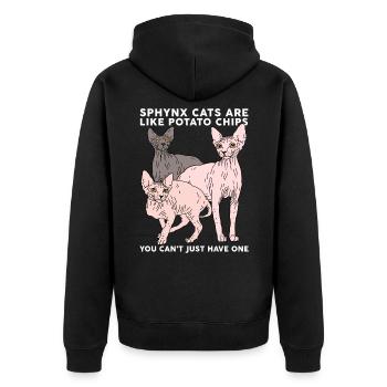 Sphynx Katzen Sphinx | Katzenbesitzer Geschenk - Unisex Premium Bio Zip Hoodie - Schwarz - Hinten - Nico (187cm)