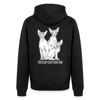 Sphynx Katze Sphinx | Katzenbesitzer Geschenk - Unisex Premium Bio Zip Hoodie - Schwarz - Hinten - Nico (187cm)
