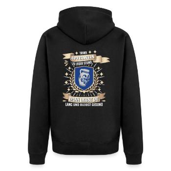 Hessischer Äppler, Apfelwein - Unisex Premium Bio Zip Hoodie - Schwarz - Hinten - Nico (187cm)