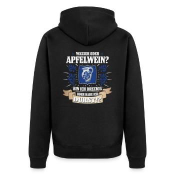 Hessischer Äppler, Apfelwein - Unisex Premium Bio Zip Hoodie - Schwarz - Hinten - Nico (187cm)