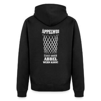 Hessischer Äppler, Apfelwein - Unisex Premium Bio Zip Hoodie - Schwarz - Hinten - Nico (187cm)