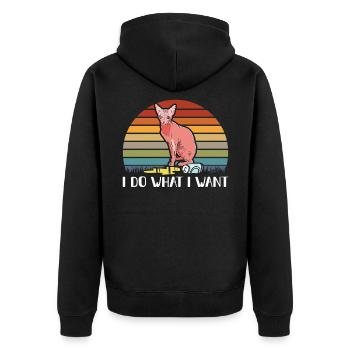 Sphynx Katze Sphinx Katzenliebhaber Geschenk - Unisex Premium Bio Zip Hoodie - Schwarz - Hinten - Nico (187cm)