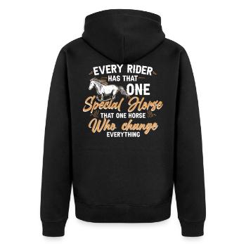 Das Eine Pferd, Das Sich Verändert - Wild Horse - Unisex Premium Bio Zip Hoodie - Schwarz - Hinten - Nico (187cm)