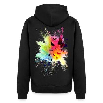 Butterfly Animal Flying Nature Freedom Colorful - Unisex Premium Organic Zip Hoodie - black - Back - Nico (187cm)