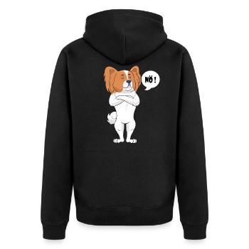 Papillon Hund - Papillon - Unisex Premium Bio Zip Hoodie - Schwarz - Hinten - Nico (187cm)