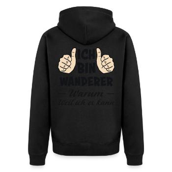 Wanderer Wandern Lustiger Spruch Outdoor Geschenk - Unisex Premium Bio Zip Hoodie - Schwarz - Hinten - Nico (187cm)